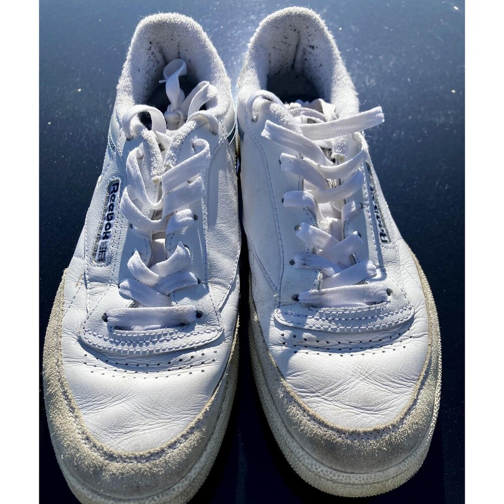 Reebok White Leather Shoes Mens 8.5 Classic Lace Up Low Top Casual Sneakers